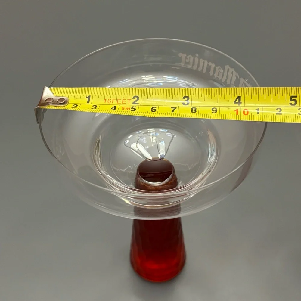 Grand Mariner Cocktail Margarita Glass with Red Honey Comb Stem Vintage 1990s
